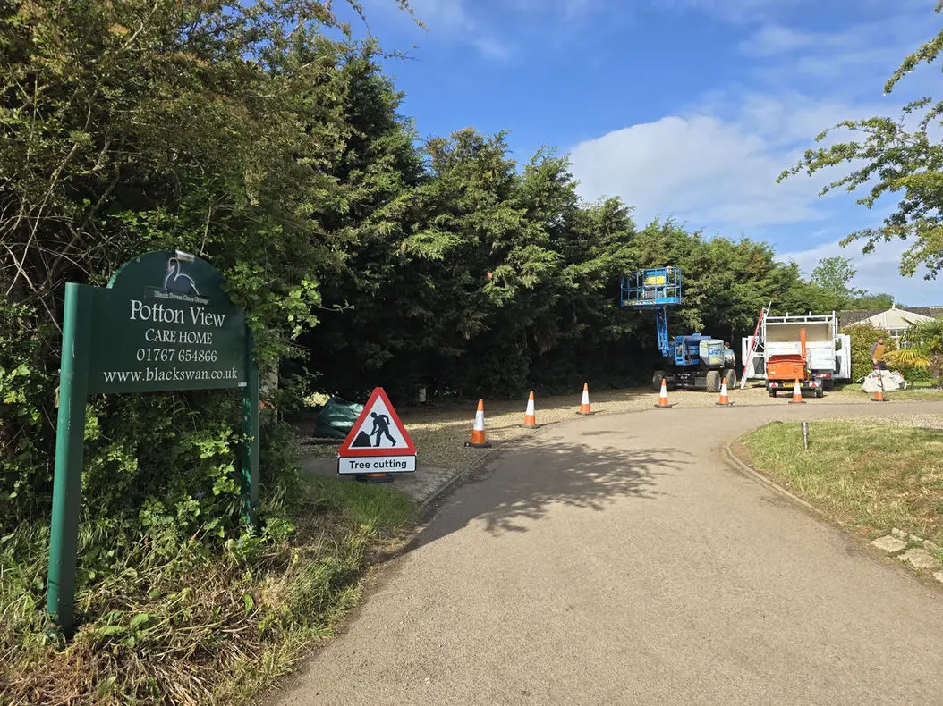 Entrance to a site currently undergoing local tree surgery.